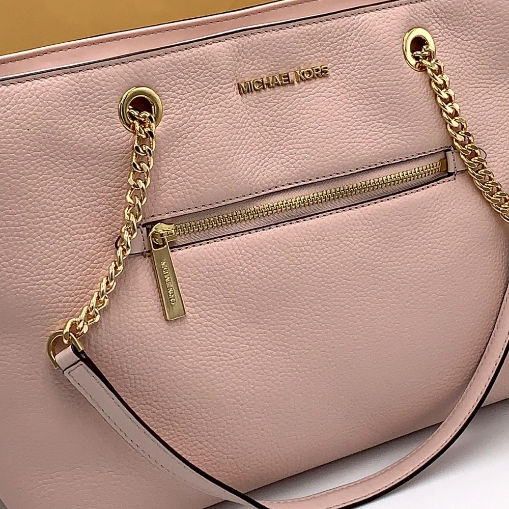 Michael Kors Jet Set Item Medium Front Pocket Shoulder Chain Tote POWDER BLUSH - Picture 3 of 13